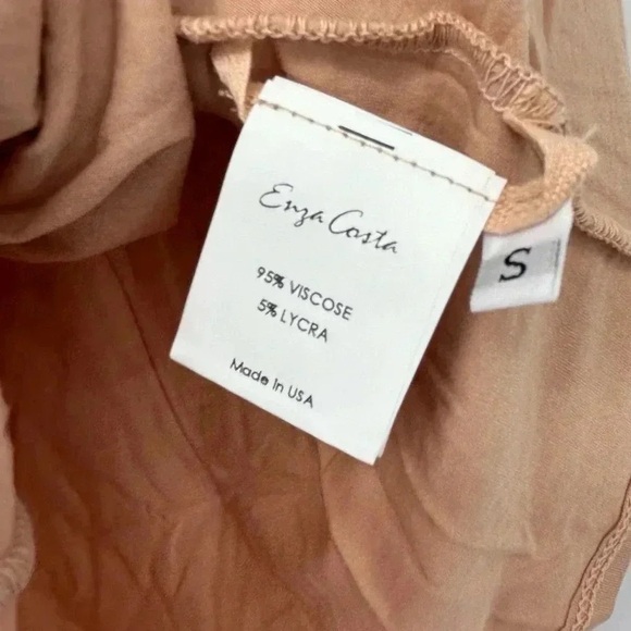 ENZA COSTA RUCHED CAMISOLE TOP SMALL DK NUDE VISCOSE LYCRA STRETCH TANK NWOT - Picture 2 of 13